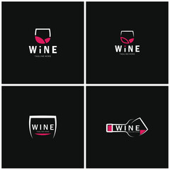 Wine logo with wine glasses and bottles.for night clubs,bars,cafe and wine shops.