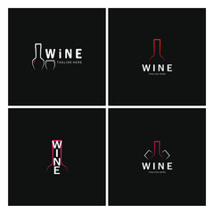 Wine logo with wine glasses and bottles.for night clubs,bars,cafe and wine shops.