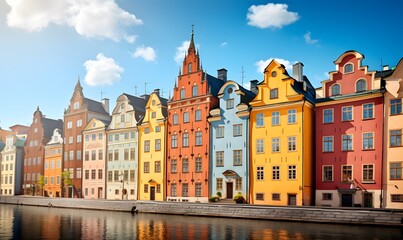 Colorful houses in the historic district of Gamla Stan, Stockholm, Sweden