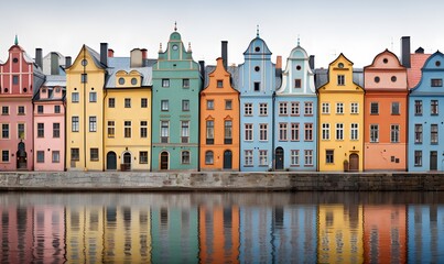 Obraz premium Colorful houses in the historic district of Gamla Stan, Stockholm, Sweden