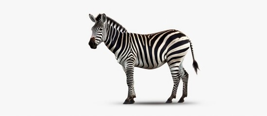 Fototapeta premium Zebra Standing Against a White Background