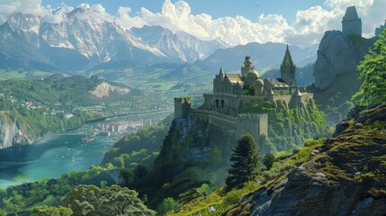 Fantasy landscape art illustration environment.