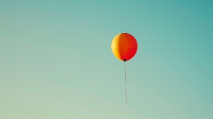 Obraz premium A single, brightly colored balloon floating against a clear, expansive sky