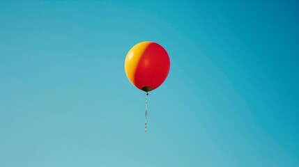 Obraz premium A single, brightly colored balloon floating against a clear, expansive sky