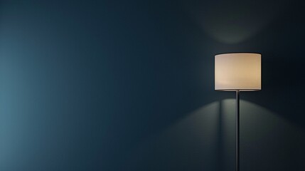 A sleek, modern lamp casting a soft glow on an otherwise dark, blank wall