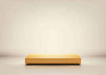 Minimal 3D Yellow Platform on White Background for Product Display and Mockup, Modern Style Design for Showcase