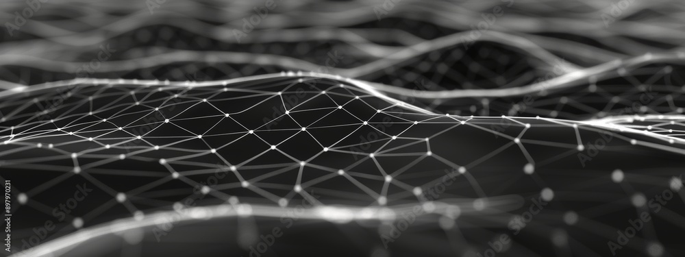 Aufkleber black background, a network of interconnected nodes, initially sparse with faint lines.