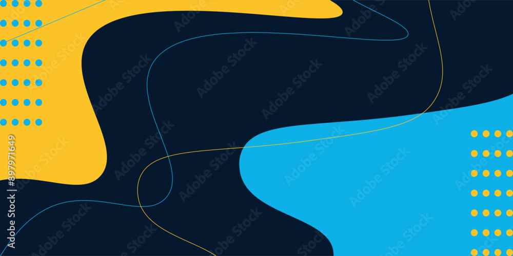 Poster abstract background with wavy shapes and geometric line elements, suitable for all fields, vector.