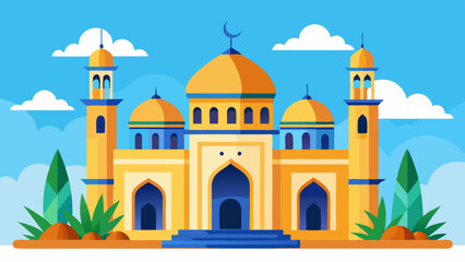 muslim mosque flat style vector illustration. background for ramadan kareem, eid mubarak