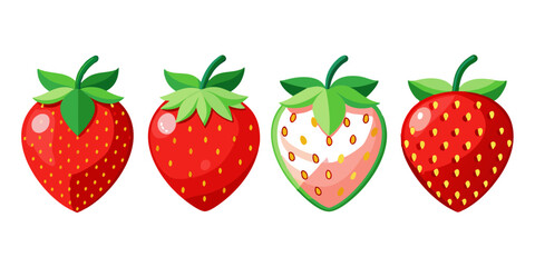 Various Styles of Strawberries Art Illustration Bundle Collection.