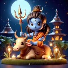 Naklejka premium Maha Shivratri, a Hindu festival celebrated of Shiva Lord 