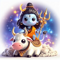 Naklejka premium Maha Shivratri, a Hindu festival celebrated of Shiva Lord 