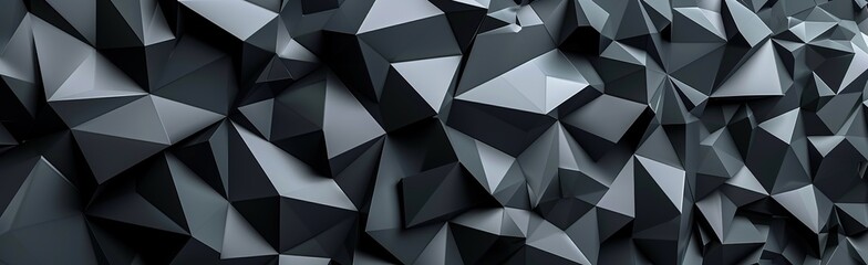 Abstract Black Low Poly Background with Geometric Shapes. High-Resolution Photography Style Creating a Modern and Sleek Design. Perfect for Digital Art and Creative Projects.