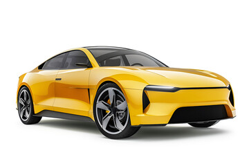 Electric sedan car in concept, EV car isolated