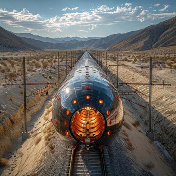 Hyperloop pod racing through vacuum tube