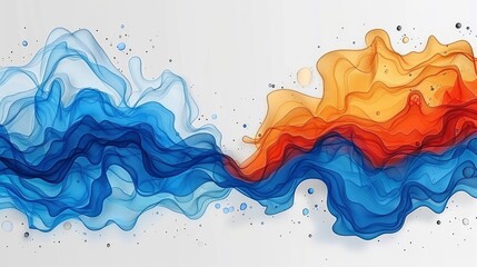 Obraz premium Abstract Watercolor Painting of Blue and Orange