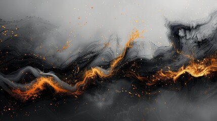 Abstract fiery wave on black background - generative ai