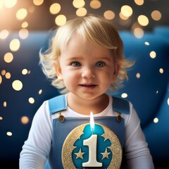 Naklejka premium 1 year old, AI generated