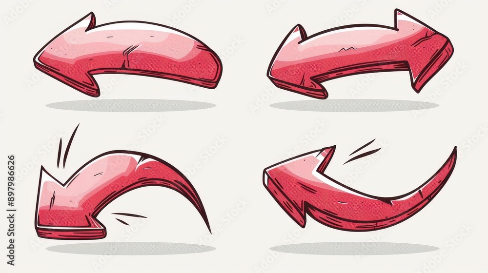 Poster a set of sleek red arrow icons pointing in diverse directions, perfect for enhancing your design pro
