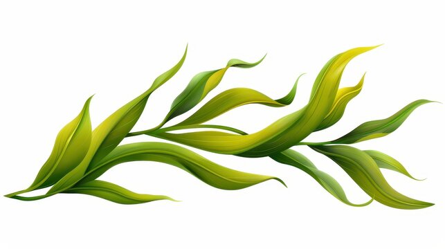 Delicate green and yellow watercolor seaweed creates a serene touch, perfect for beach wedding invitations and decor.