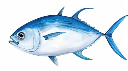 Obraz premium A charming watercolor fish painted by hand, showcasing vibrant colors against a clean, crisp background for a fresh look.