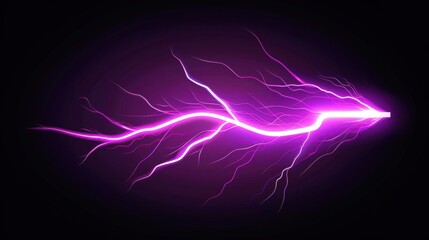 A striking purple thunderbolt illuminates the night, showcasing electrifying impacts during a fierce thunderstorm.
