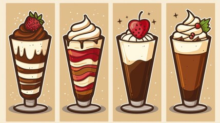 Delight in charming vintage and modern dessert sketches, blending artistry with mouthwatering bakery treats for a unique collection.