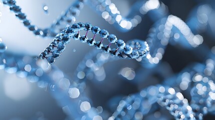 Science laboratory research and development concept. Microscope with DNA in science learning and experiment environment.