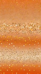 Gradient background of orange with tiny glitter of gold and hearts