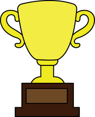 Cartoon Illustration of a Shiny Golden Trophy