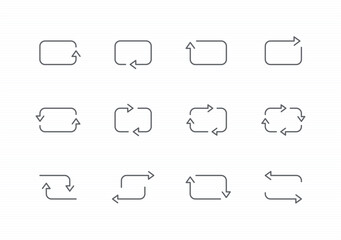Rectangular arrow line icon set. editable stroke vector illustration