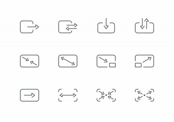 arrow line icon set in a rectangle. editable stroke vector illustration