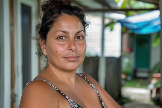 portrait of an average hispanic woman, everyday life no make up, real people, looking at the camera	
