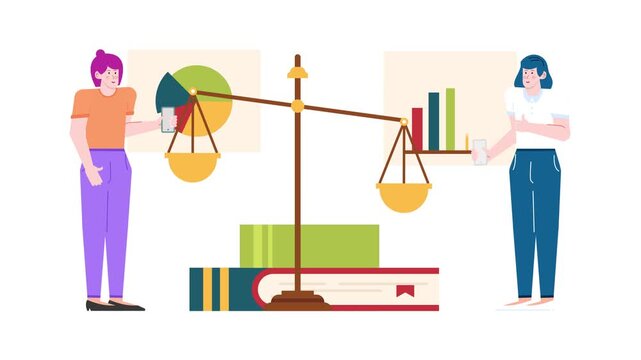 illustration business law firm with people activity teamwork animated video