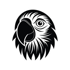 Parrot black and white vector icon art illustration on white background