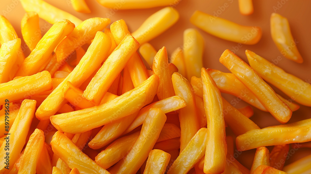Poster Crispy French Fries with Sharp Edges Isolated on Transparent Background in 32k Resolution
