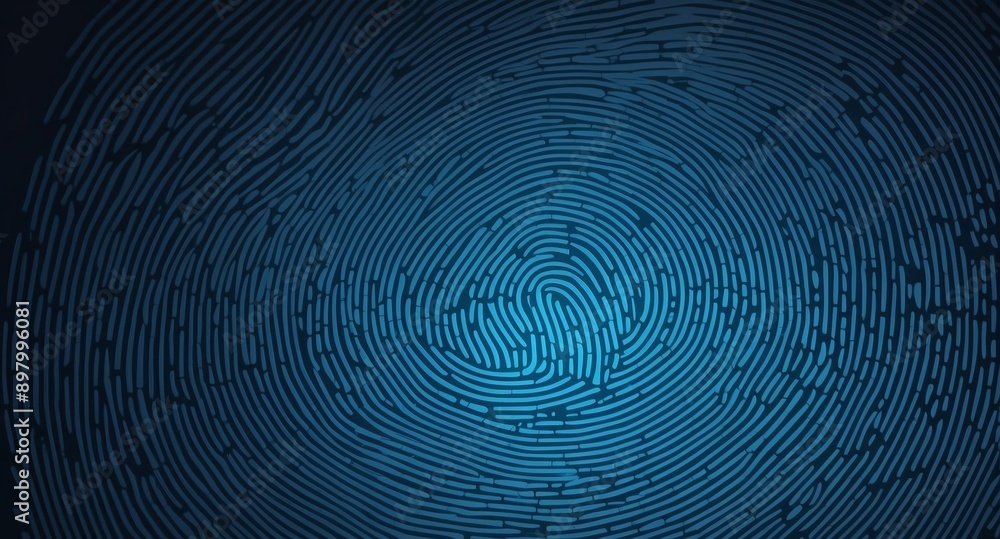 Poster blue digital fingerprint scan pattern technology abstract background digital artwork