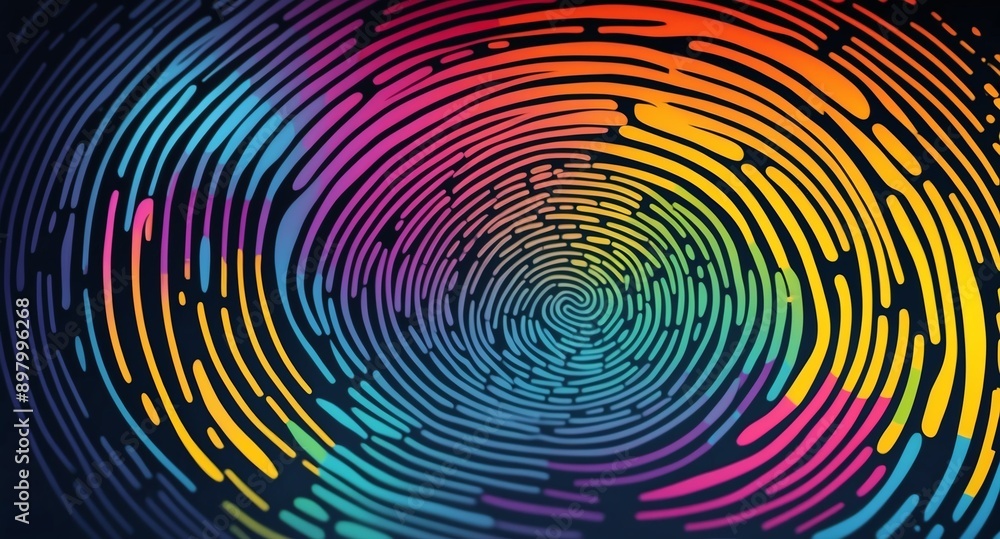 Poster colorful digital fingerprint scan pattern technology abstract background digital artwork