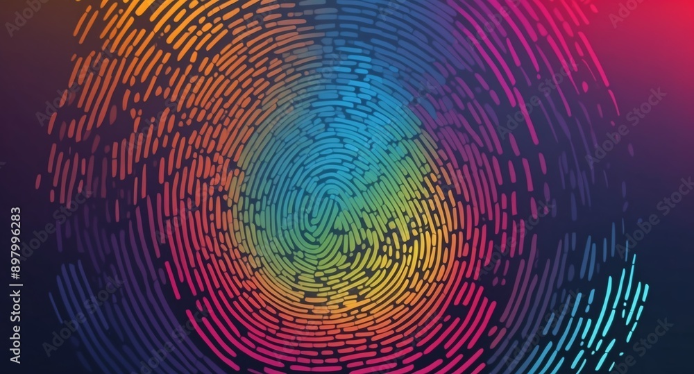 Poster colorful digital fingerprint scan pattern technology abstract background digital artwork