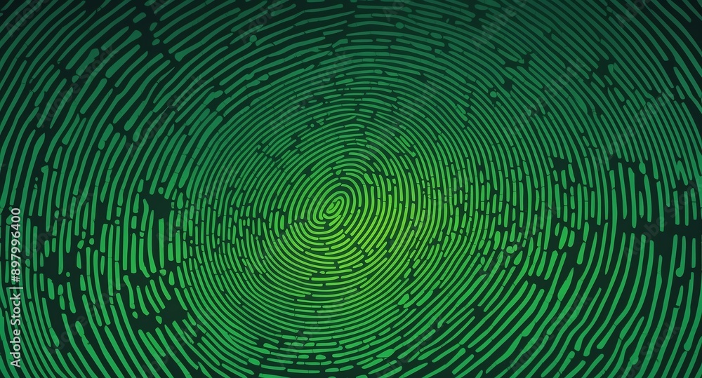 Poster green digital fingerprint scan pattern technology abstract background digital artwork