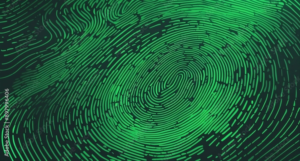 Poster green digital fingerprint scan pattern technology abstract background digital artwork