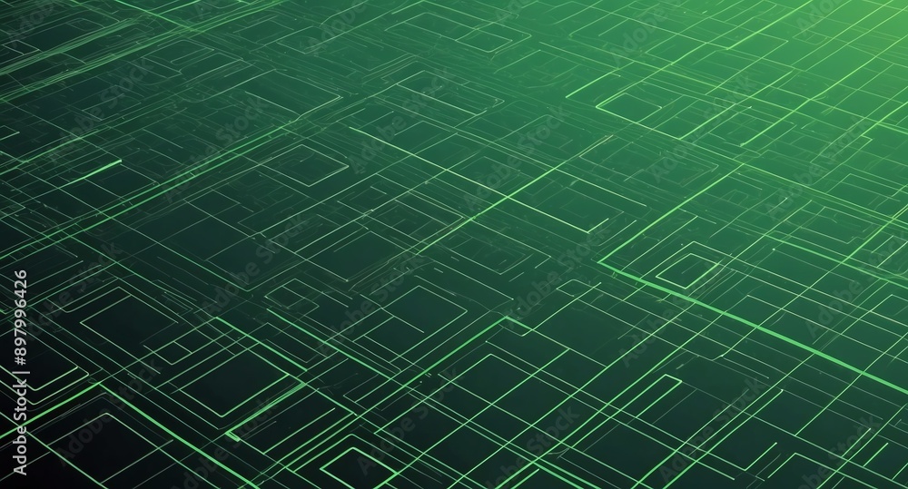 Poster green futuristic grid lines pattern technology abstract background digital artwork