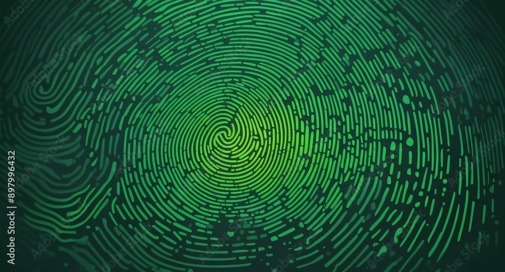 Poster green digital fingerprint scan pattern technology abstract background digital artwork