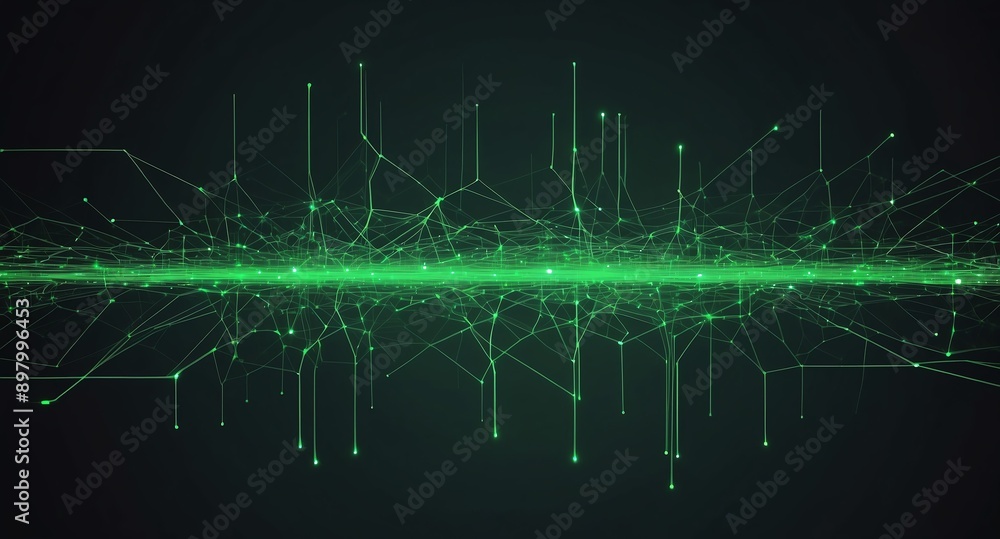Poster green neural network visualization neon lights technol technology abstract background digital artwor