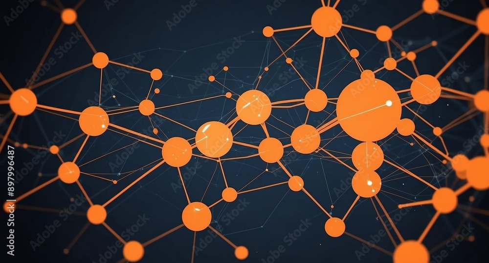 Poster orange artificial intelligence network connections tec technology abstract background digital artwor