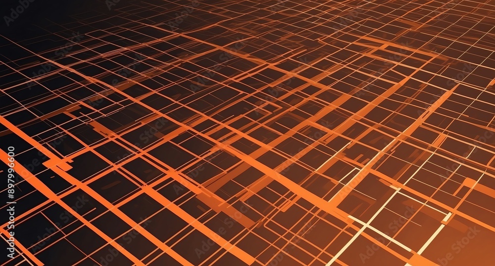 Canvas Prints orange futuristic grid lines pattern technology abstract background digital artwork