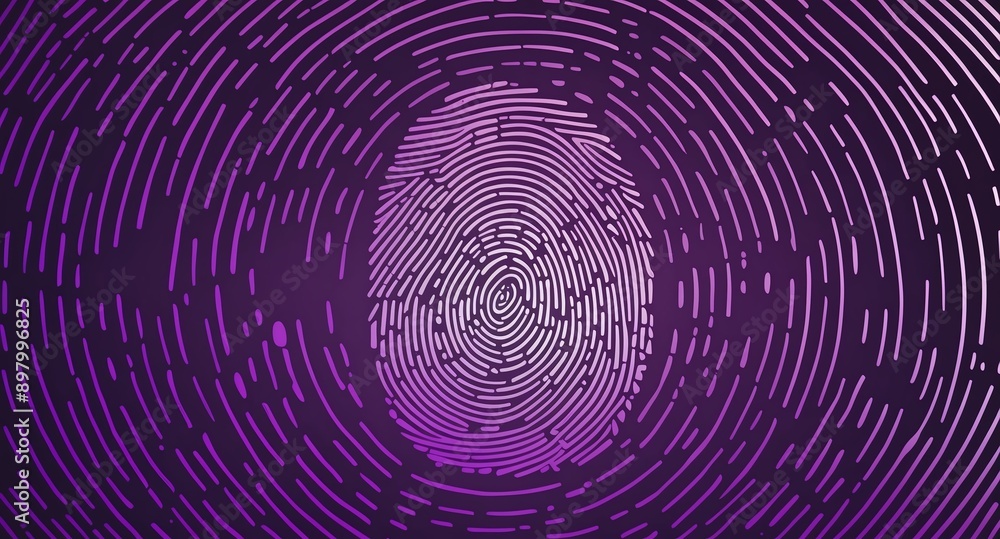 Poster purple digital fingerprint scan pattern technology abstract background digital artwork