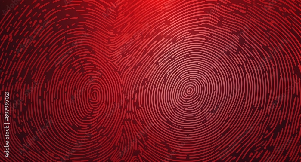 Poster red digital fingerprint scan pattern technology abstract background digital artwork