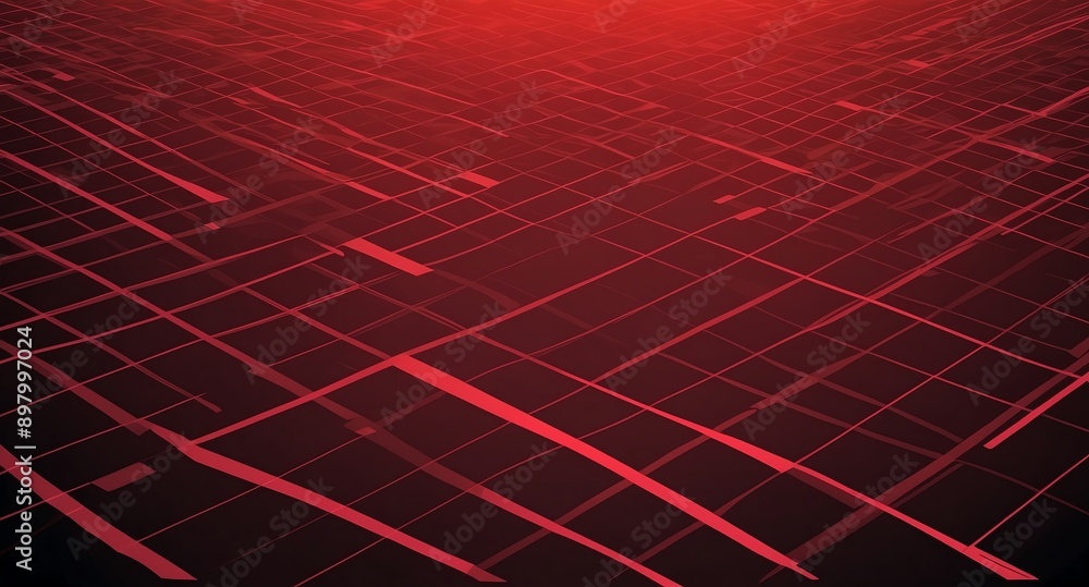 Poster red futuristic grid lines pattern technology abstract background digital artwork