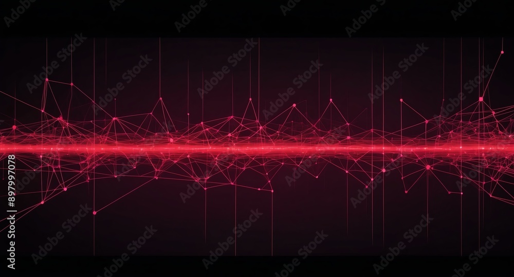 Poster red neural network visualization neon lights technolog technology abstract background digital artwor